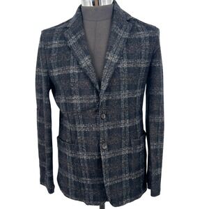 Fradi Postage‎ Pocket Jacket Plaid Sweater Blazer Mens